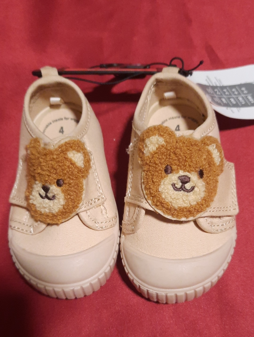 wonder nation Baby Shoes with Brown Teddy Appliqué Velcro Closure